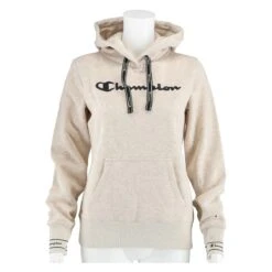Champion Hoodie Big Logo Print Hellgrau Damen