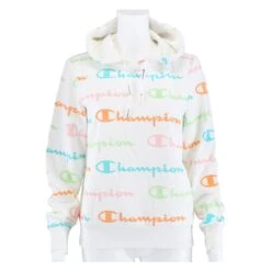 Champion Kapuzenpullover Logo Print Weiss/bunt Damen
