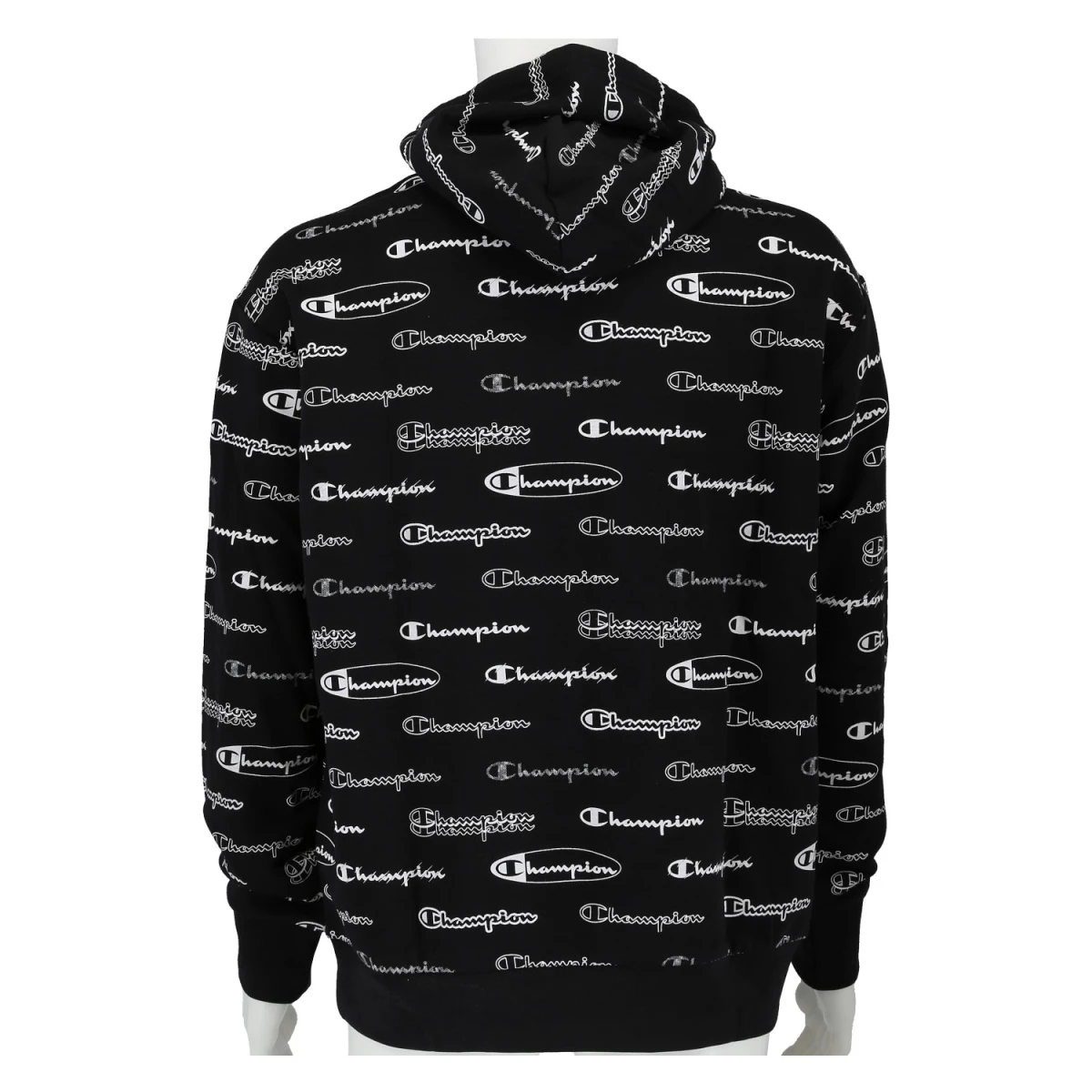 Champion Kapuzenpullover (Baumwoll-Hoodie) Allover Script-Print Schwarz Herren 4 Champion Kapuzenpullover (Baumwoll-Hoodie) Allover Script-Print Schwarz Herren – Bild 2