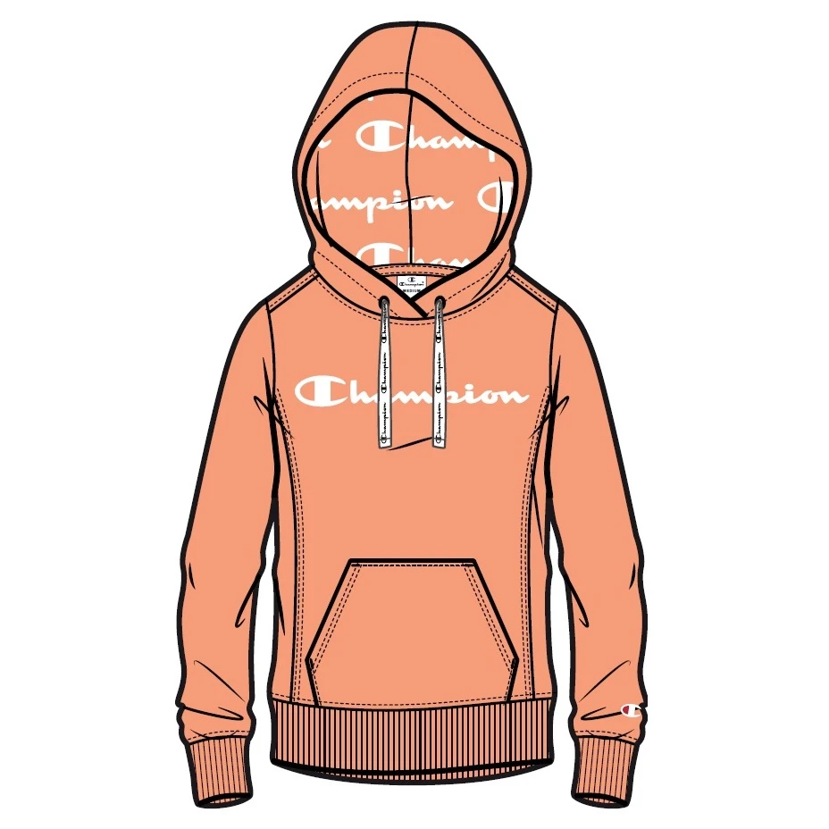 Champion Kapuzenpullover (Hoodie Ungefüttert) American Classic Logo Orange Damen 3 Champion Kapuzenpullover (Hoodie Ungefüttert) American Classic Logo Orange Damen