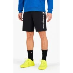 Champion Freizeithose Bermuda Kurz Logo Schriftzug Schwarz Herren