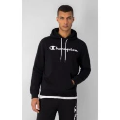 Champion Kapuzenpullover (Hoodie) Aus Baumwollfleece Big Logo Print Schwarz/weiss Herren