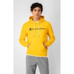 Champion Kapuzenpullover (Hoodie) Aus Baumwollfleece Big Logo Print Gelb/schwarz Herren