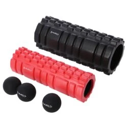 HMS Fitness Set Pro2 FSBM (2in1 Massagerolle, Einzelball Und Duoball) Schwarz/rot