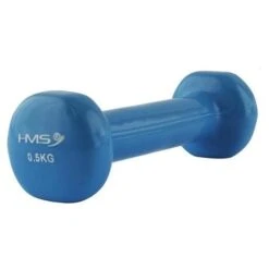 HMS Fitness Kurzhantel (Gusseisen Mit Vinylbeschichtung) 0,5kg Blau - 1 Stück