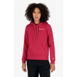 Champion Kapuzenpullover (Hoodie Gefüttert) American Classic Kleiner Logo Schriftzug Magentarot Damen