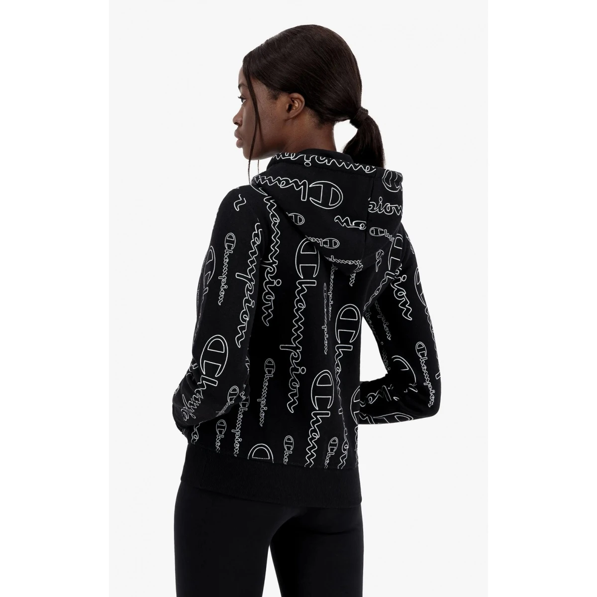 Champion Kapuzenpullover (Hoodie) American Classic Graphic Logo Schriftzug Schwarz Damen 6 Champion Kapuzenpullover (Hoodie) American Classic Graphic Logo Schriftzug Schwarz Damen – Bild 4