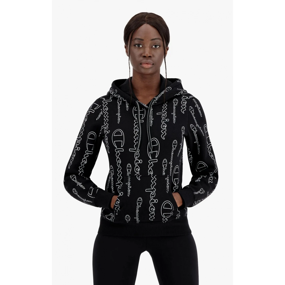 Champion Kapuzenpullover (Hoodie) American Classic Graphic Logo Schriftzug Schwarz Damen 3 Champion Kapuzenpullover (Hoodie) American Classic Graphic Logo Schriftzug Schwarz Damen