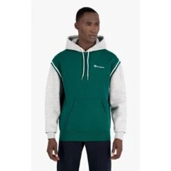 Champion Kapuzenpullover (Baumwoll-Hoodie) Kontrastfarben Mit Kleinem Logo 2021 Grün Herren