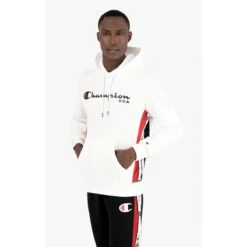Champion Kapuzenpullover (Fleece Baumwoll-Hoodie) Off Court Mit USA-Logo Weiss Herren